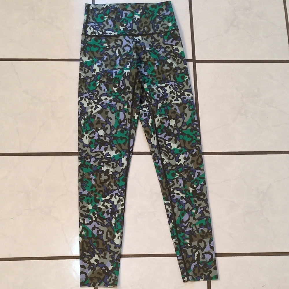 Aerie Green and Blue Leggings with High Waistband
